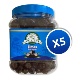 Azizbey Elmas Salamura Gemlik Siyah Zeytin - 1 Kg X 5