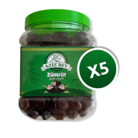 Azizbey Zümrüt Salamura Gemlik Siyah Zeytin - 1 Kg X 5