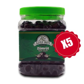Azizbey Zümrüt Salamura Gemlik Siyah Zeytin - 1 Kg X 5